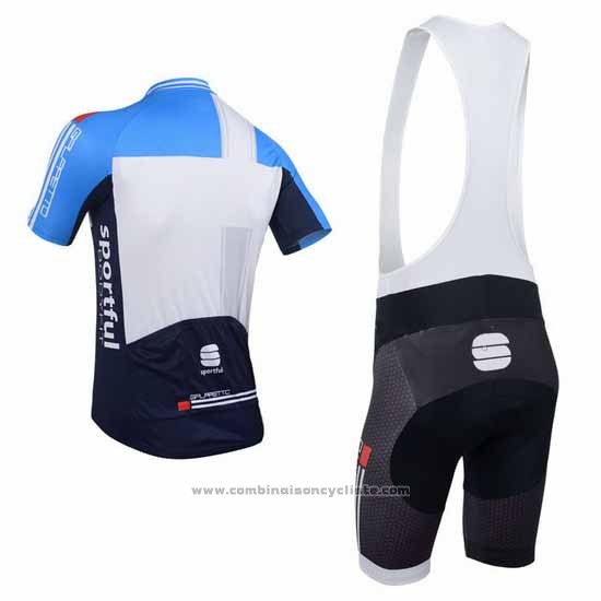 2013 Maillot Cyclisme Sportful Blanc et Azur Manches Courtes et Cuissard