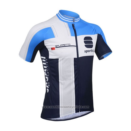 2013 Maillot Cyclisme Sportful Blanc et Azur Manches Courtes et Cuissard