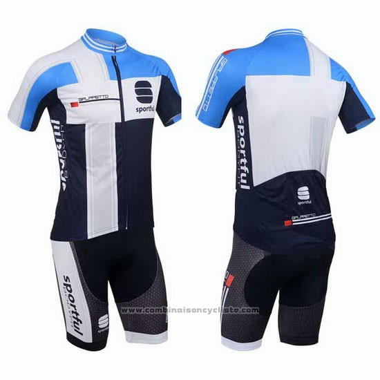 2013 Maillot Cyclisme Sportful Blanc et Azur Manches Courtes et Cuissard