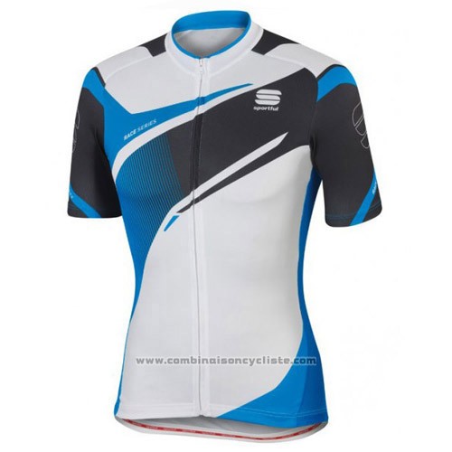 2016 Maillot Cyclisme Sportful Blanc et Bleu Manches Courtes et Cuissard