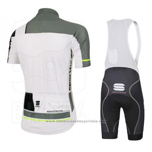2016 Maillot Cyclisme Sportful Blanc et Gris Manches Courtes et Cuissard