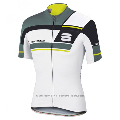 2016 Maillot Cyclisme Sportful Blanc et Gris Manches Courtes et Cuissard