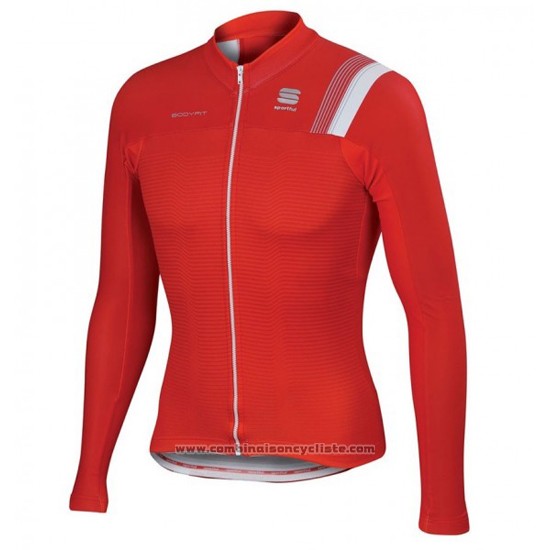 2016 Maillot Cyclisme Sportful Blanc et Rouge Manches Longues et Cuissard