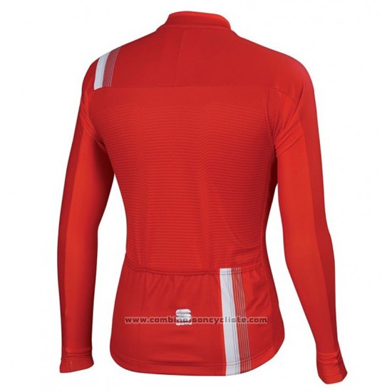 2016 Maillot Cyclisme Sportful Blanc et Rouge Manches Longues et Cuissard