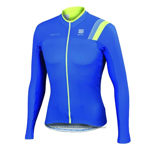 2016 Maillot Cyclisme Sportful Bleu et Vert Manches Longues et Cuissard