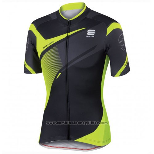 2016 Maillot Cyclisme Sportful Jaune et Noir Manches Courtes et Cuissard