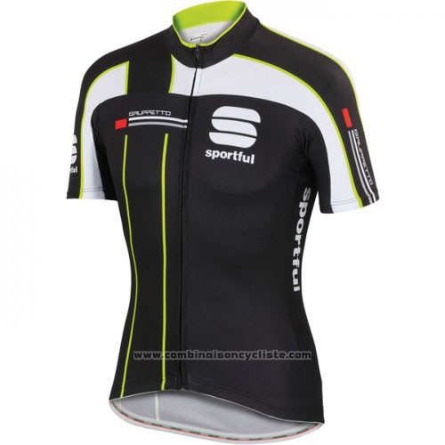 2016 Maillot Cyclisme Sportful Noir Vert Manches Courtes et Cuissard