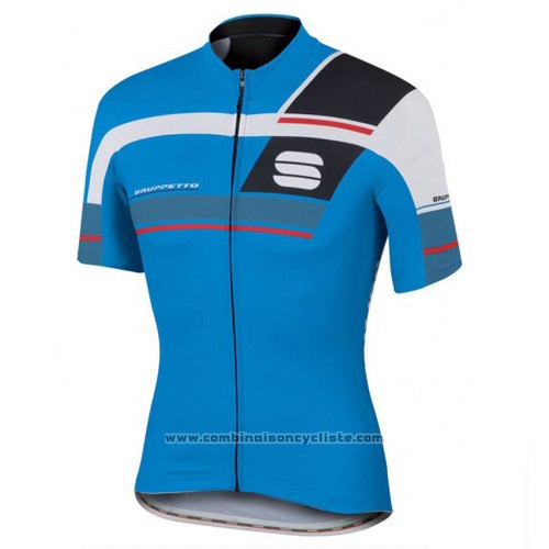 2016 Maillot Cyclisme Sportful Noir et Bleu Manches Courtes et Cuissard