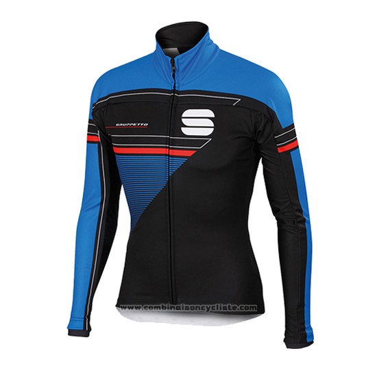 2016 Maillot Cyclisme Sportful Noir et Bleu Manches Longues et Cuissard