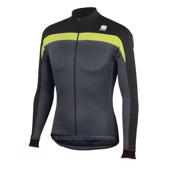 2016 Maillot Cyclisme Sportful Noir et Jaune Manches Longues et Cuissard