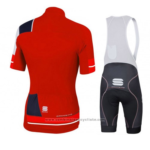 2016 Maillot Cyclisme Sportful Noir et Rouge Manches Courtes et Cuissard