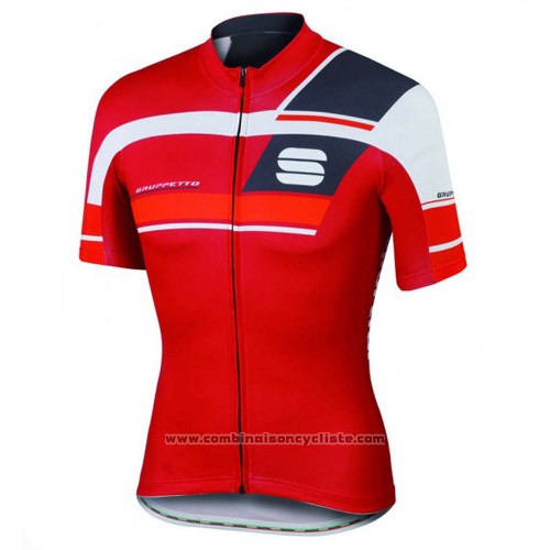 2016 Maillot Cyclisme Sportful Noir et Rouge Manches Courtes et Cuissard