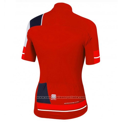 2016 Maillot Cyclisme Sportful Noir et Rouge Manches Courtes et Cuissard