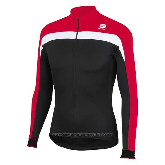 2016 Maillot Cyclisme Sportful Noir et Rouge Manches Longues et Cuissard