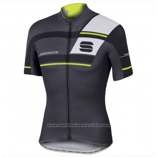 2016 Maillot Cyclisme Sportful Noir et Vert Manches Courtes et Cuissard