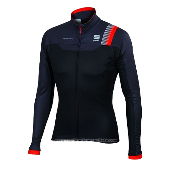 2016 Maillot Cyclisme Sportful Rouge et Noir Manches Longues et Cuissard