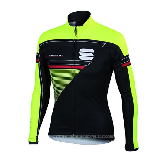 2016 Maillot Cyclisme Sportful Vert et Noir Manches Longues et Cuissard
