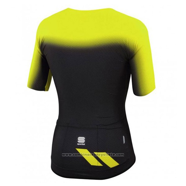 2017 Maillot Cyclisme Sportful Jaune et Noir Manches Courtes et Cuissard