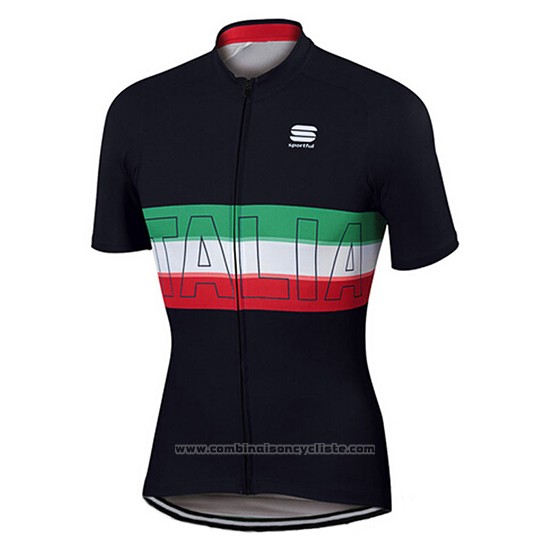2017 Maillot Cyclisme Sportful Noir Manches Courtes et Cuissard