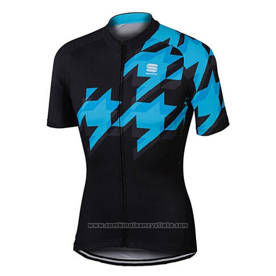 2017 Maillot Cyclisme Sportful Noir et Bleu Manches Courtes et Cuissard