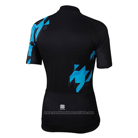 2017 Maillot Cyclisme Sportful Noir et Bleu Manches Courtes et Cuissard