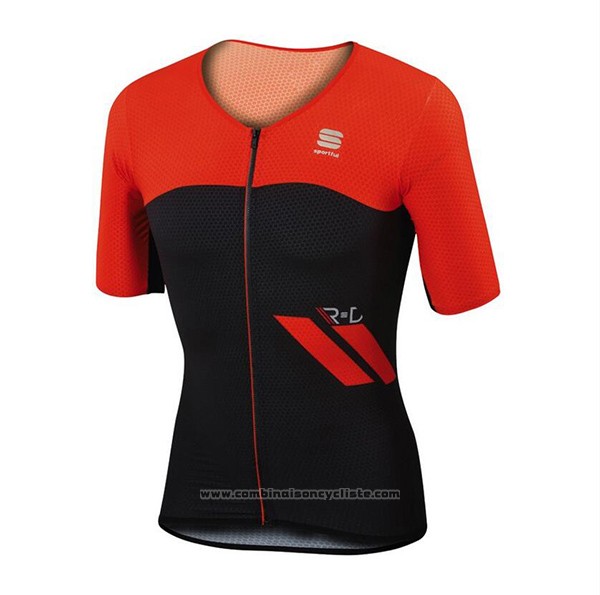 2017 Maillot Cyclisme Sportful Rouge et Noir Manches Courtes et Cuissard