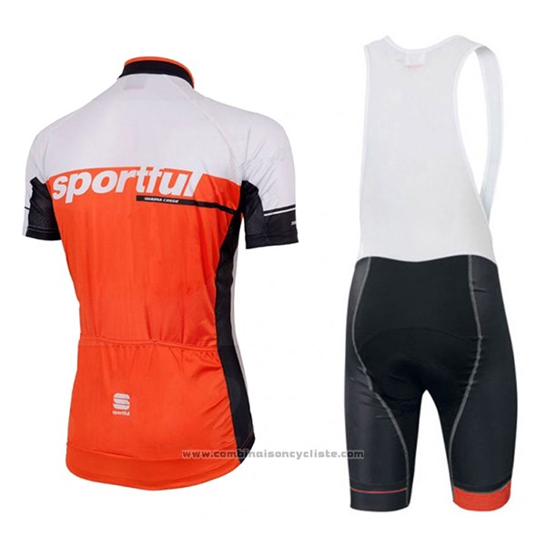 2017 Maillot Cyclisme Sportful Sc Blanc et Orange Manches Courtes et Cuissard