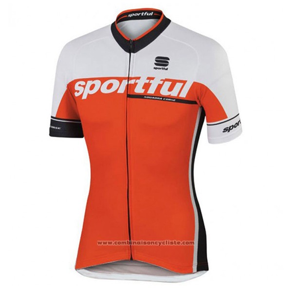 2017 Maillot Cyclisme Sportful Sc Blanc et Orange Manches Courtes et Cuissard