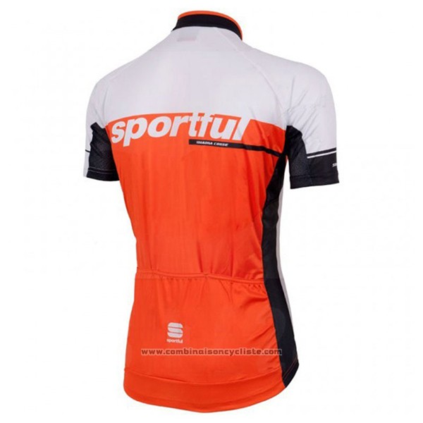 2017 Maillot Cyclisme Sportful Sc Blanc et Orange Manches Courtes et Cuissard