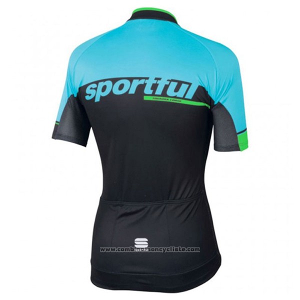 2017 Maillot Cyclisme Sportful Sc Bleu Clair et Noir Manches Courtes et Cuissard