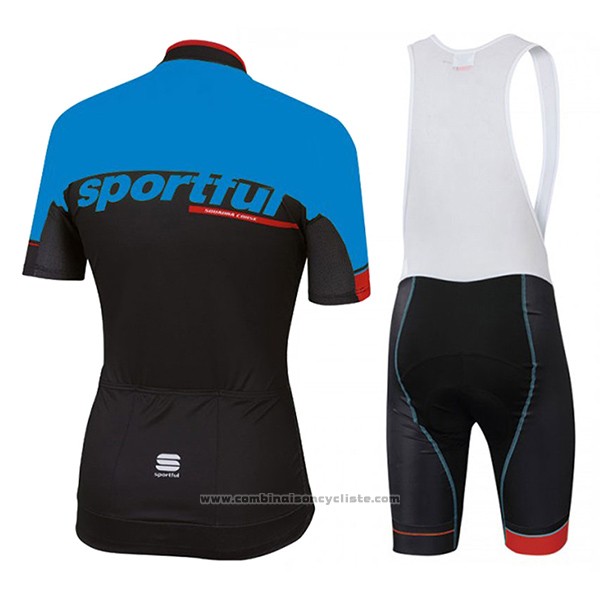 2017 Maillot Cyclisme Sportful Sc Bleu et Noir Manches Courtes et Cuissard