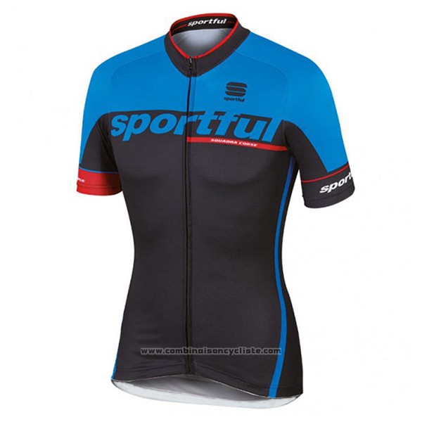 2017 Maillot Cyclisme Sportful Sc Bleu et Noir Manches Courtes et Cuissard