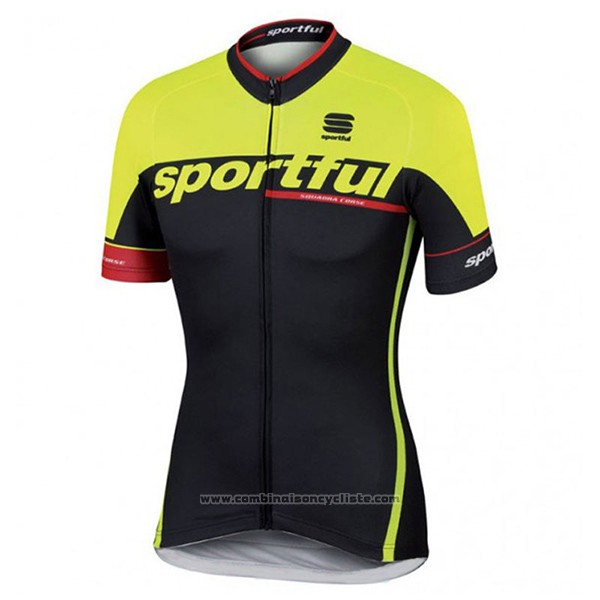 2017 Maillot Cyclisme Sportful Sc Noir et Vert Manches Courtes et Cuissard