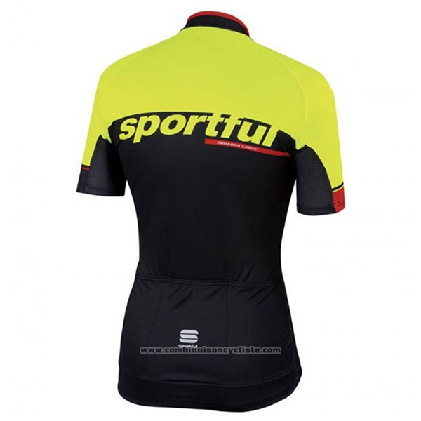 2017 Maillot Cyclisme Sportful Sc Noir et Vert Manches Courtes et Cuissard