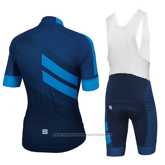 2018 Maillot Cyclisme Sportful Fonce Bleu Manches Courtes et Cuissard