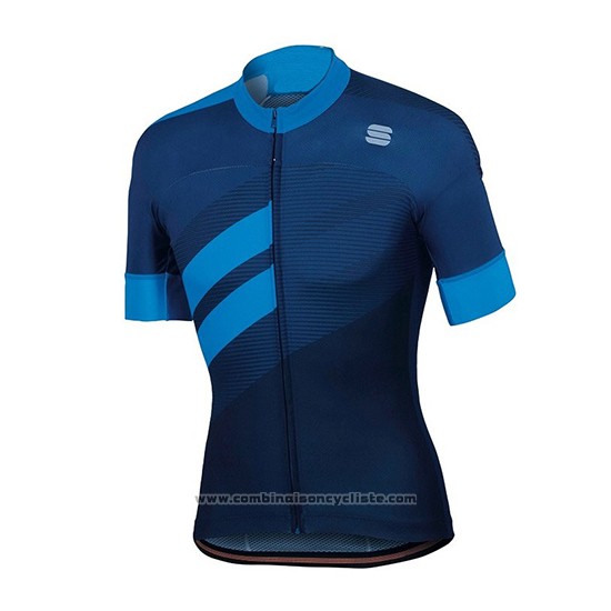 2018 Maillot Cyclisme Sportful Fonce Bleu Manches Courtes et Cuissard