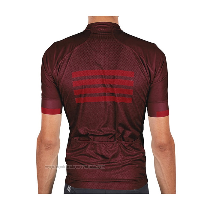 2021 Maillot Cyclisme Sportful Fonce Rouge Manches Courtes et Cuissard