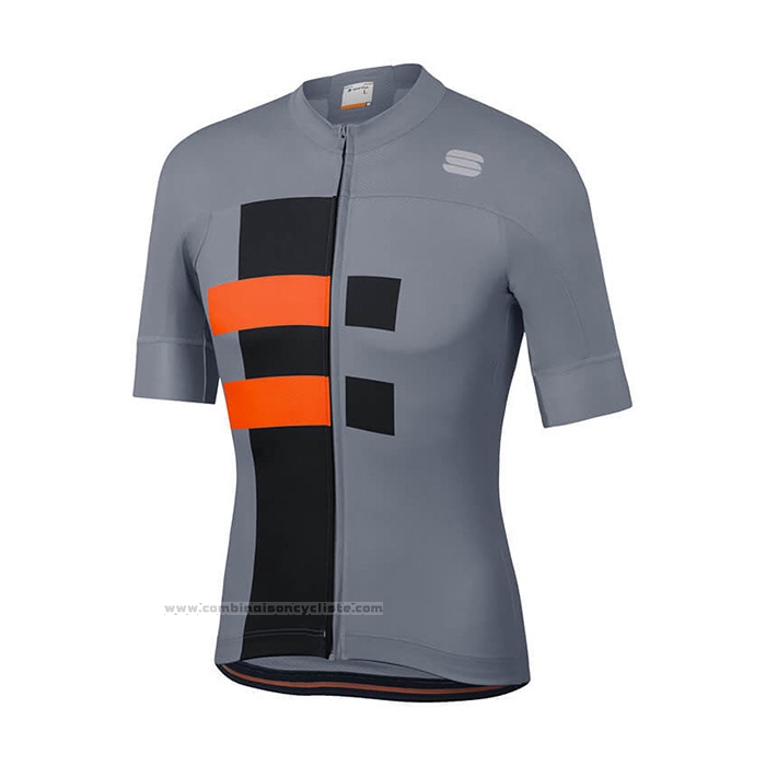2021 Maillot Cyclisme Sportful Gris Orange Manches Courtes et Cuissard