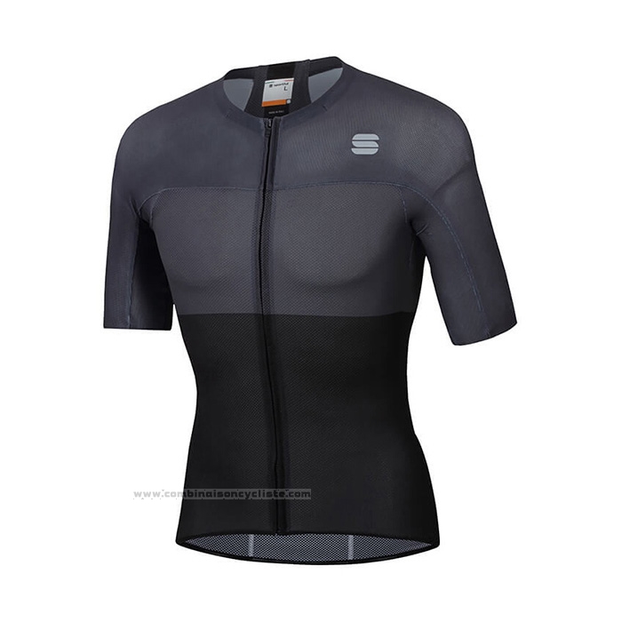 2021 Maillot Cyclisme Sportful Noir Gris Manches Courtes et Cuissard