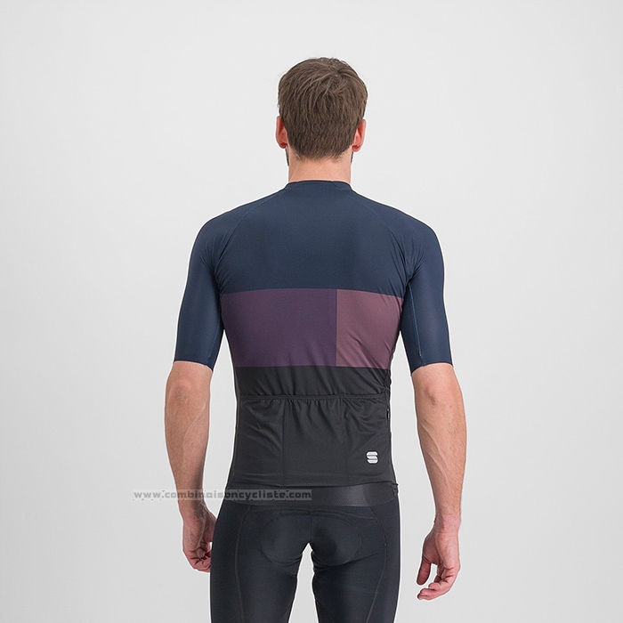 2023 Maillot Cyclisme Sportful Bleu Violet Manches Courtes et Cuissard