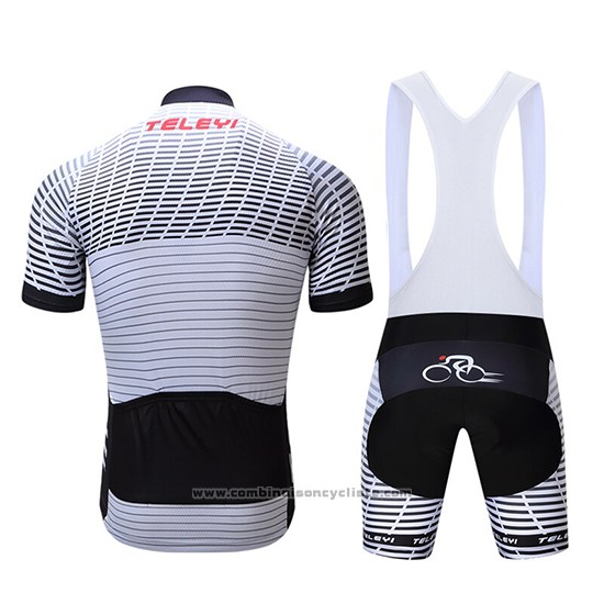 2019 Maillot Cyclisme Teleyi Bike Blanc Noir Manches Courtes et Cuissard