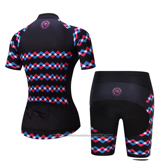 2019 Maillot Cyclisme Femme Teleyi Violet Noir Manches Courtes et Cuissard