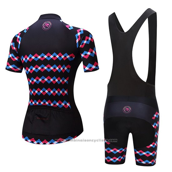 2019 Maillot Cyclisme Femme Teleyi Violet Noir Manches Courtes et Cuissard