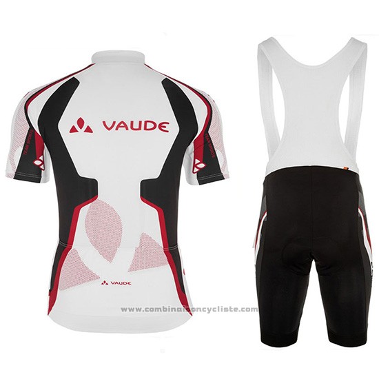 2018 Maillot Cyclisme Vaude Blanc Rouge Manches Courtes et Cuissard