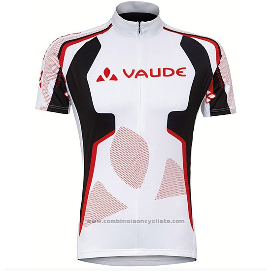 2018 Maillot Cyclisme Vaude Blanc Rouge Manches Courtes et Cuissard