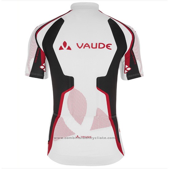 2018 Maillot Cyclisme Vaude Blanc Rouge Manches Courtes et Cuissard