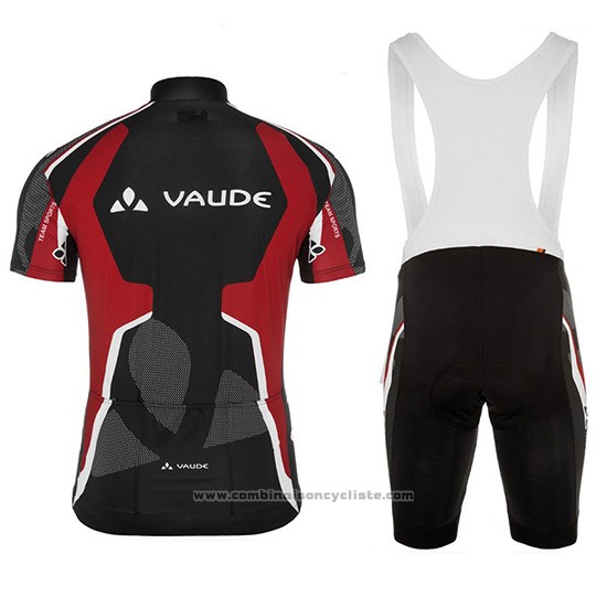 2018 Maillot Cyclisme Vaude Noir et Rouge Manches Courtes et Cuissard