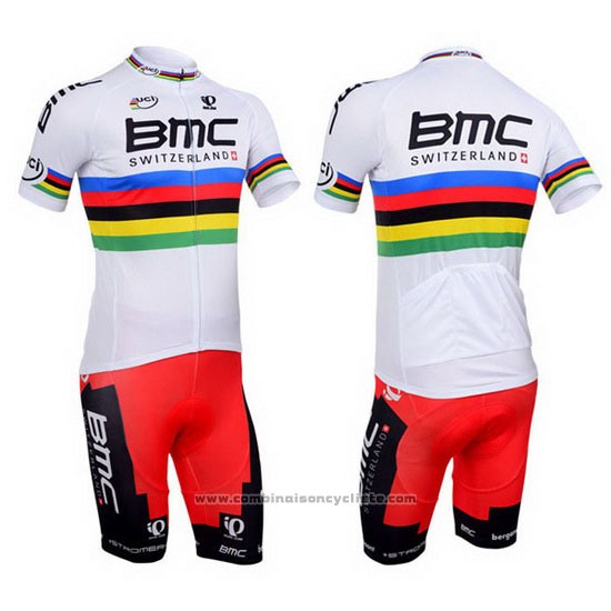2013 Maillot Cyclisme UCI Monde Champion BMC Manches Courtes et Cuissard