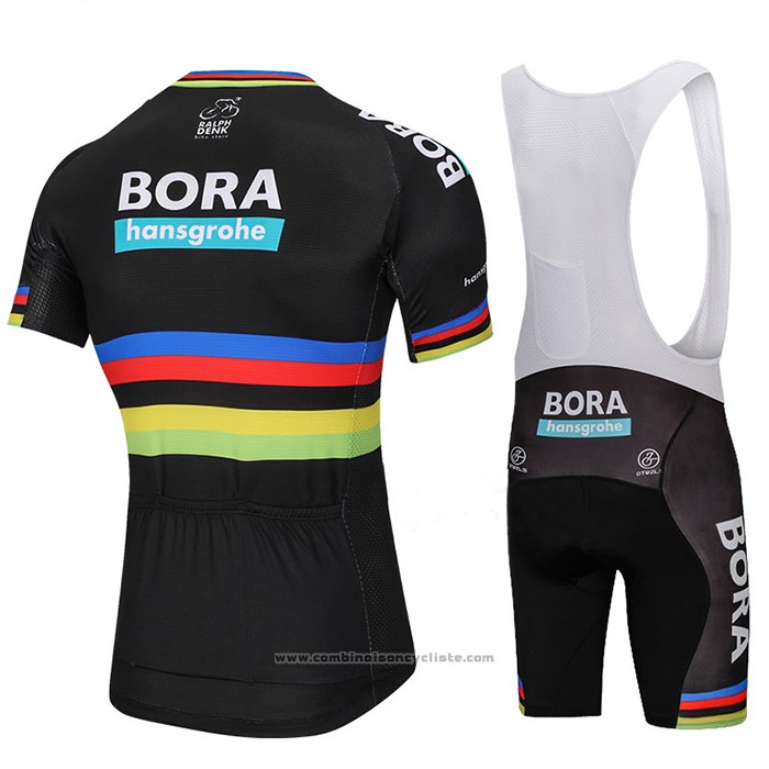2018 Maillot Cyclisme UCI Monde Champion Bora Noir Manches Courtes et Cuissard