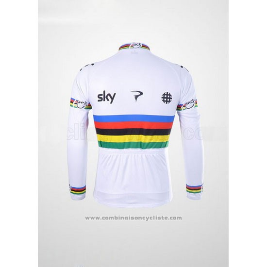 2012 Maillot Cyclisme Sky UCI Monde Champion Noir et Blanc Manches Longues et Cuissard